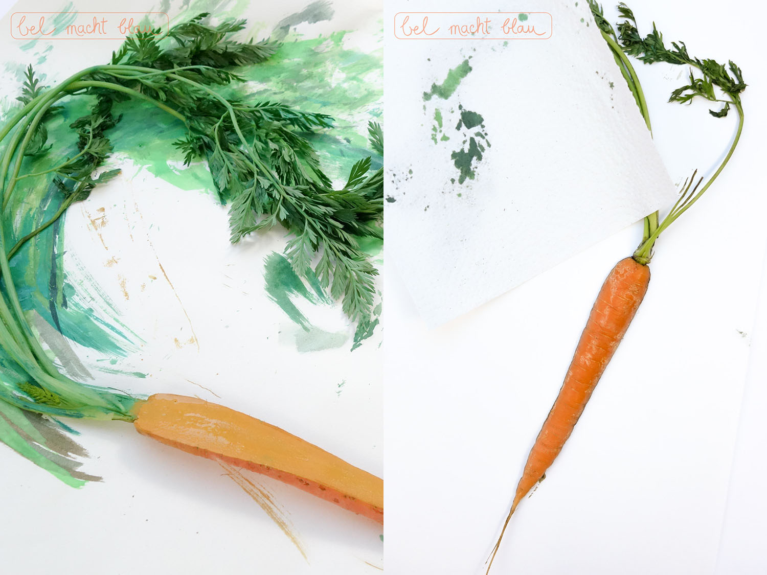 frühlingshafte DIY-Idee: Karotten-Kunst im Vintagelook - einfach selbstgemacht! Frühlingsdeko / Osterdeko / Karottendruck (carrot print)
