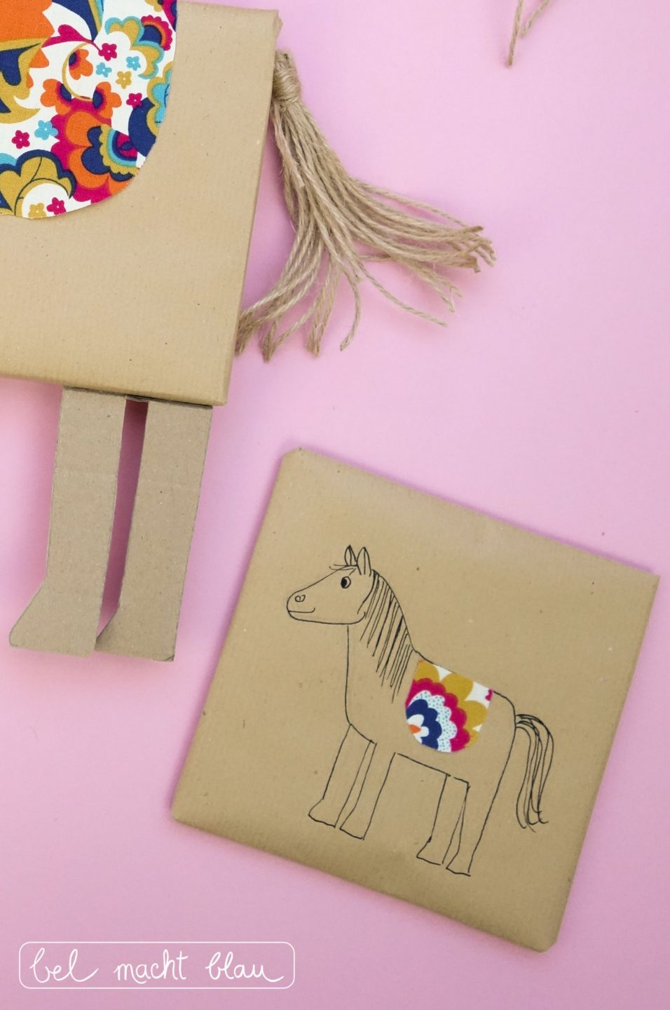 Pferde-Geschenkverpackung basteln: DIY-Anleitung mit Bastelvorlage, Verpackungsidee für den Kindergeburtstag