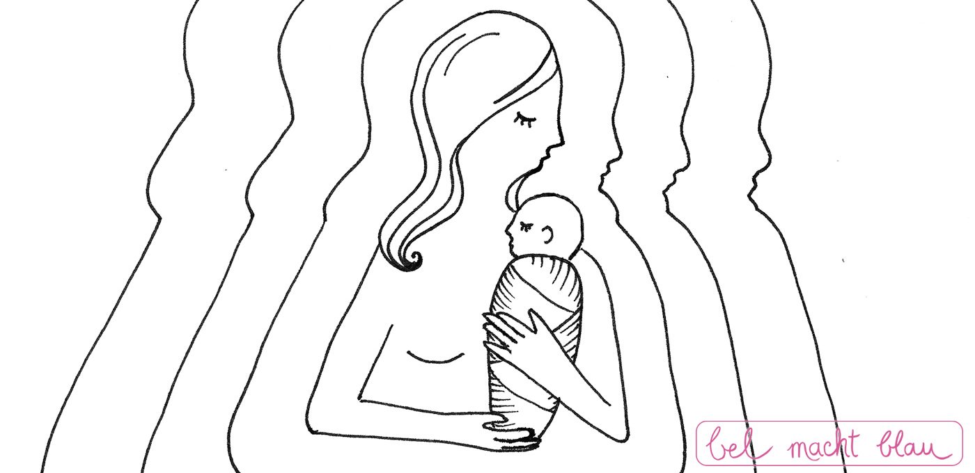 Zeichnung Mamasein - Mutter und Kind