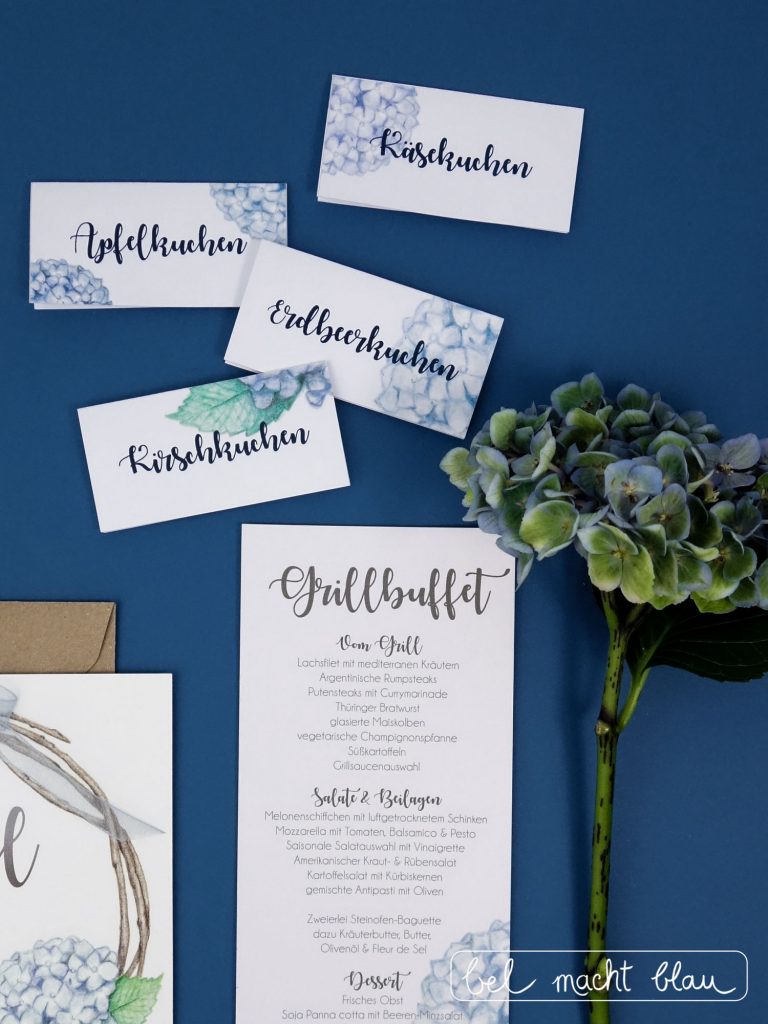 6 Hortensien-Tischkarten zum Ausdrucken (Freebie) | bel macht blau