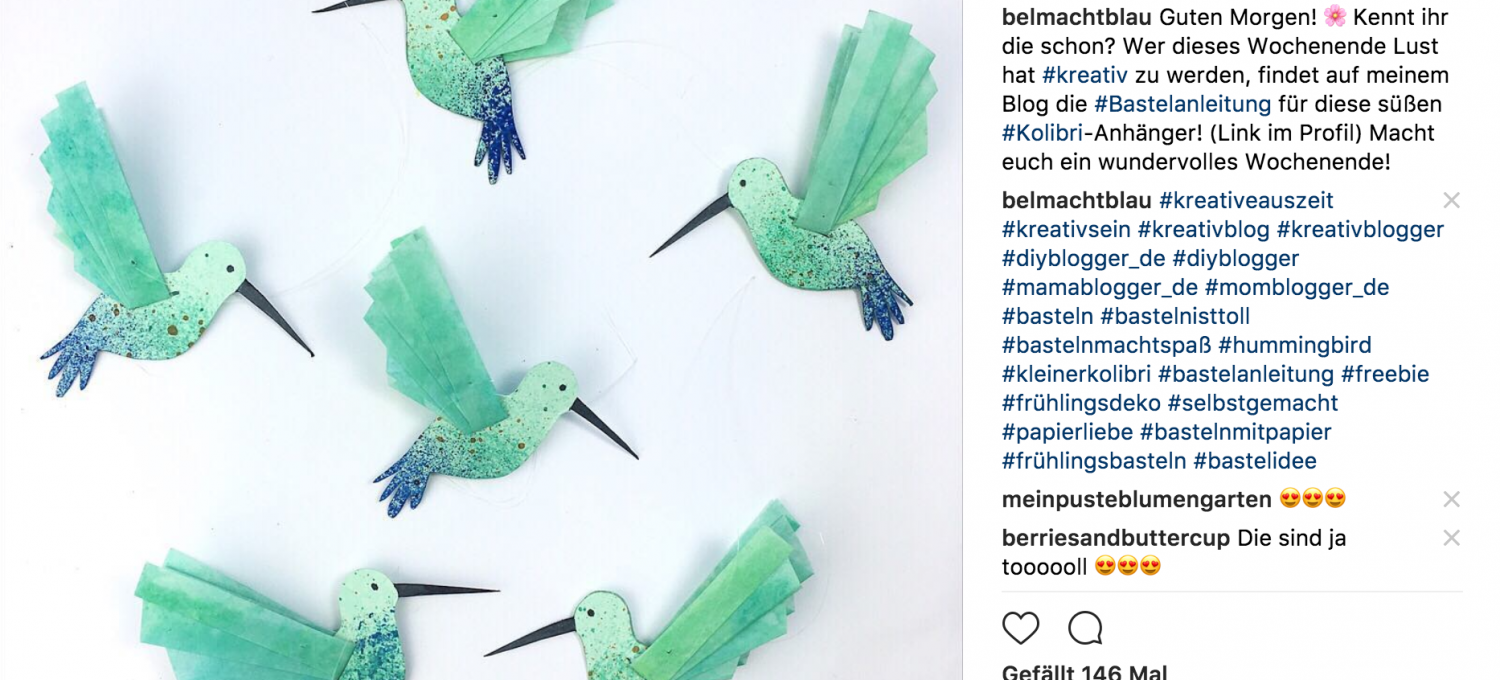 selbstgebastelte Kolibris - beliebt auf Instagram