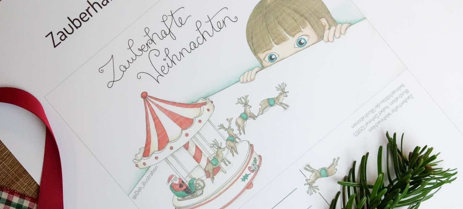 Freebie für eine zauberhafte Weihnachtskarte und Geschenkanhänger - Illustration Isabel Dehmel