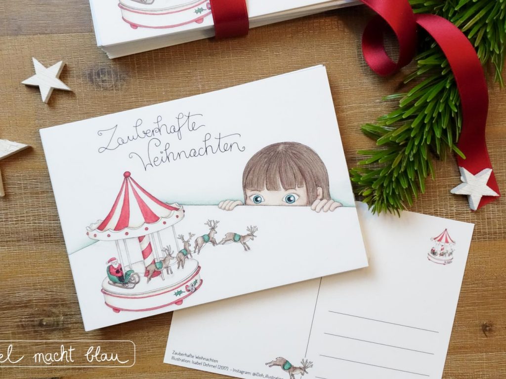 Weihnachtskarten-Illustration zum Ausdrucken, Verschicken und Verschenken - auch als Geschenkanhänger // Freebie // Printable