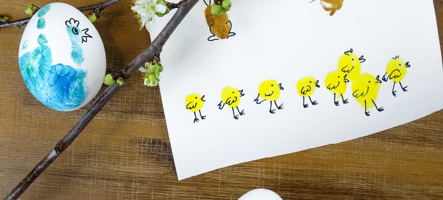 Fingerabdruck-Ostereier - Ostereier mit Fingerabdrücken verzieren - Malen mit Kindern