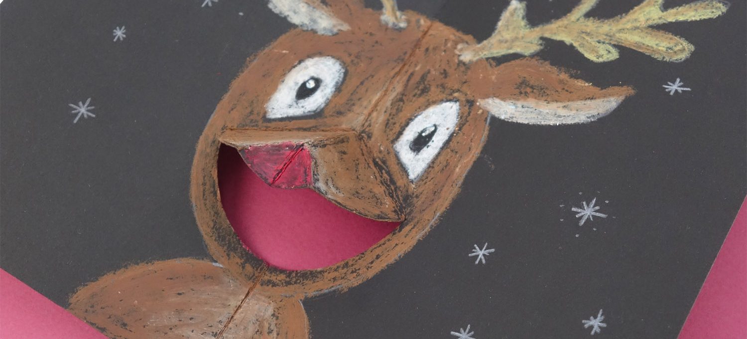 Tierische Pop-up Karte / Weihnachtskarte basteln / DIY-Idee für Kinder / Bastelanleitung Rentier