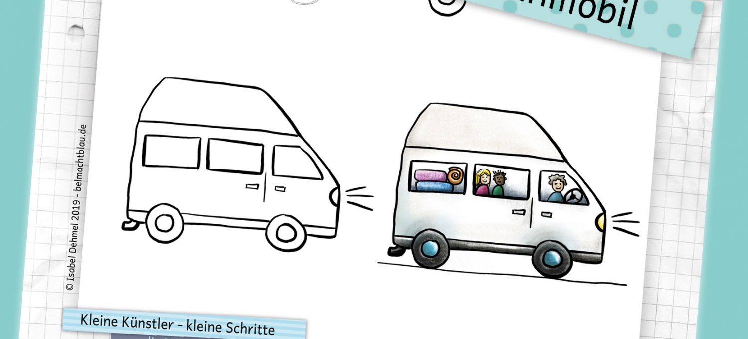 Kartei 01 - das Wohnmobil - "Kleine Künstler - kleine Schritte" ...die Zeichen-Kartei für Kinder!